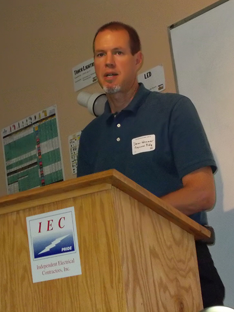 Guest speaker Dean Wemmer addresses the group about the latest codes.