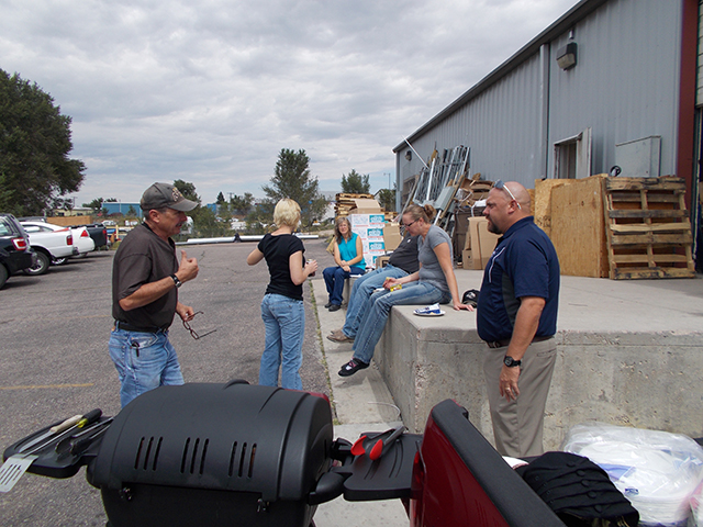 The whole crew came out to enjoy the great weather and food.